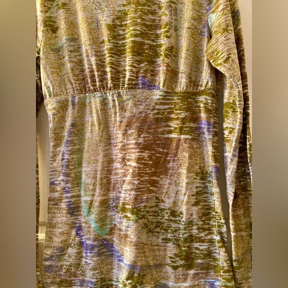 Free People artsy mustard/khaki/colorful Babydoll Tunic/Mini oversized M - Picture 4 of 8